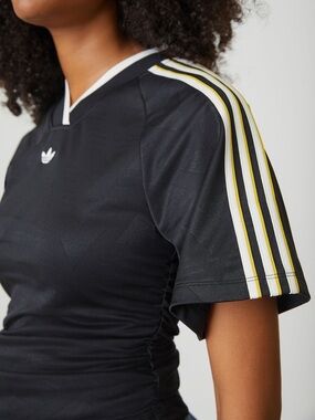 adidas Originals collection Rouched Football Jersey Women L Slim Fit 90s Trefoil